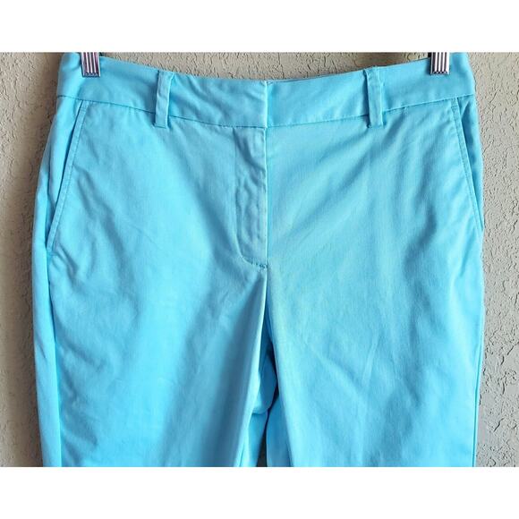 LANDS END Women's 10 Crop Chino Pants Mid Rise Straight Light Blue Waist 30" - Picture 2 of 6